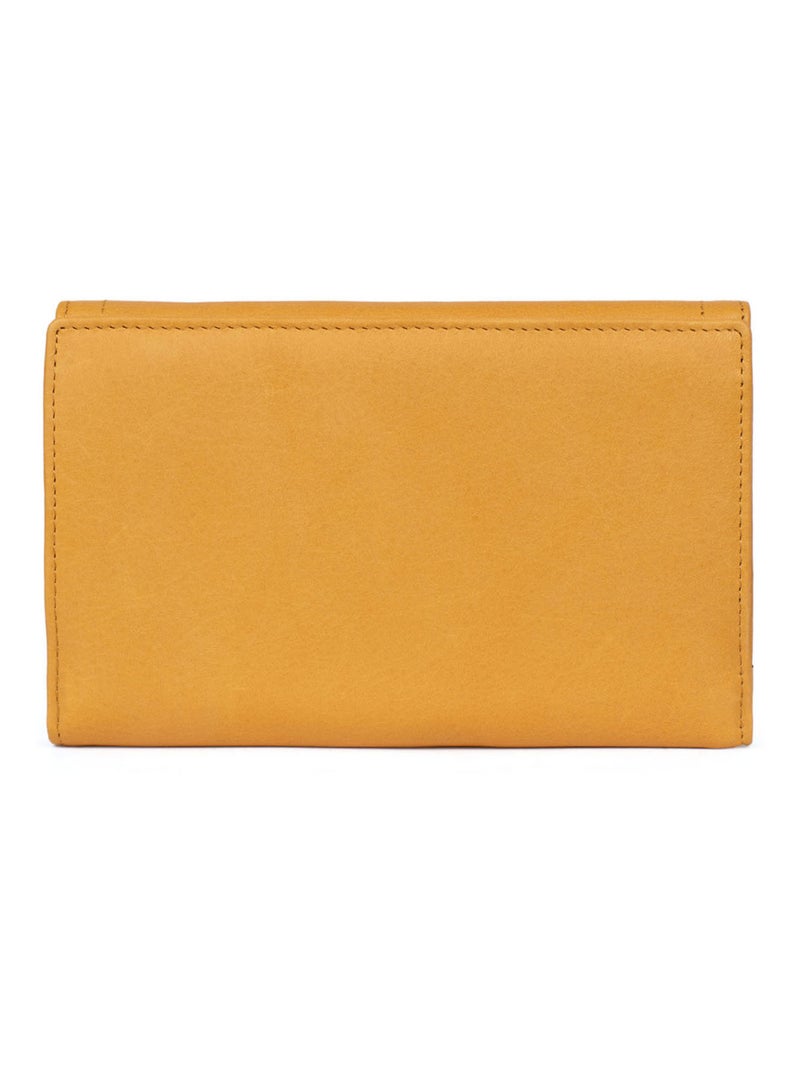 Compagnon de voyage  2 volets  stop rfid  cuir sauvage hexagona Jaune moutarde - Kiabi