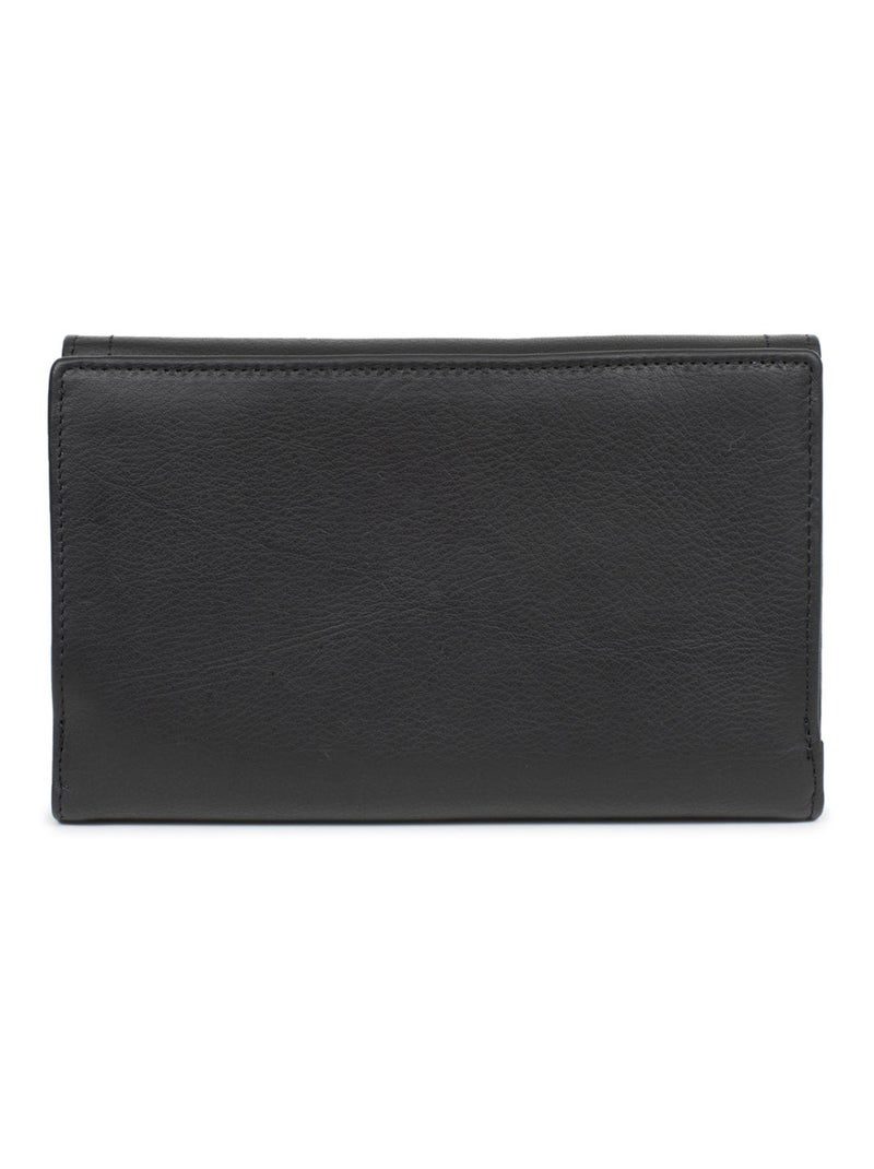 Compagnon de voyage  2 volets  stop rfid  cuir sauvage hexagona Noir - Kiabi