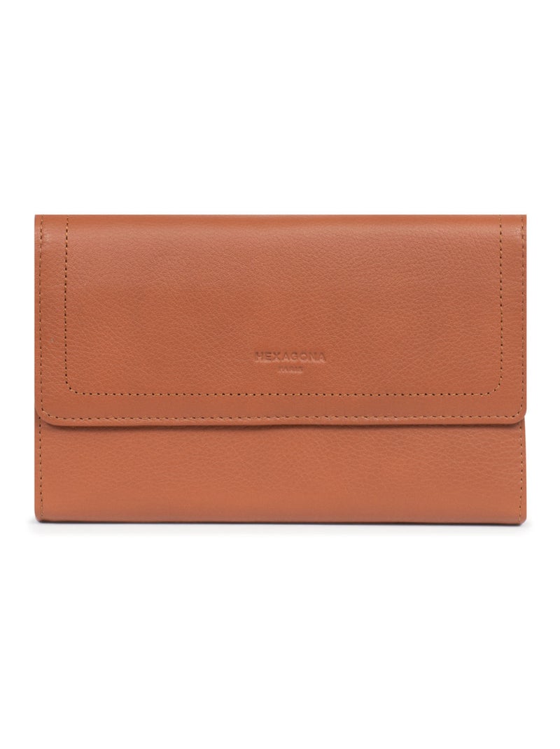 Compagnon de voyage  2 volets  Stop RFID  Cuir SAUVAGE Marron - Kiabi
