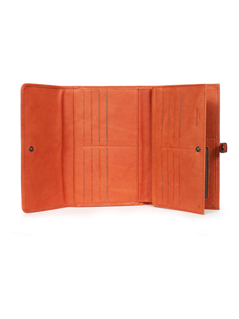 Compagnon de voyage  2 volets  Stop RFID  Cuir SAUVAGE Orange - Kiabi
