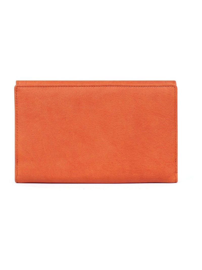 Compagnon de voyage  2 volets  Stop RFID  Cuir SAUVAGE Orange - Kiabi