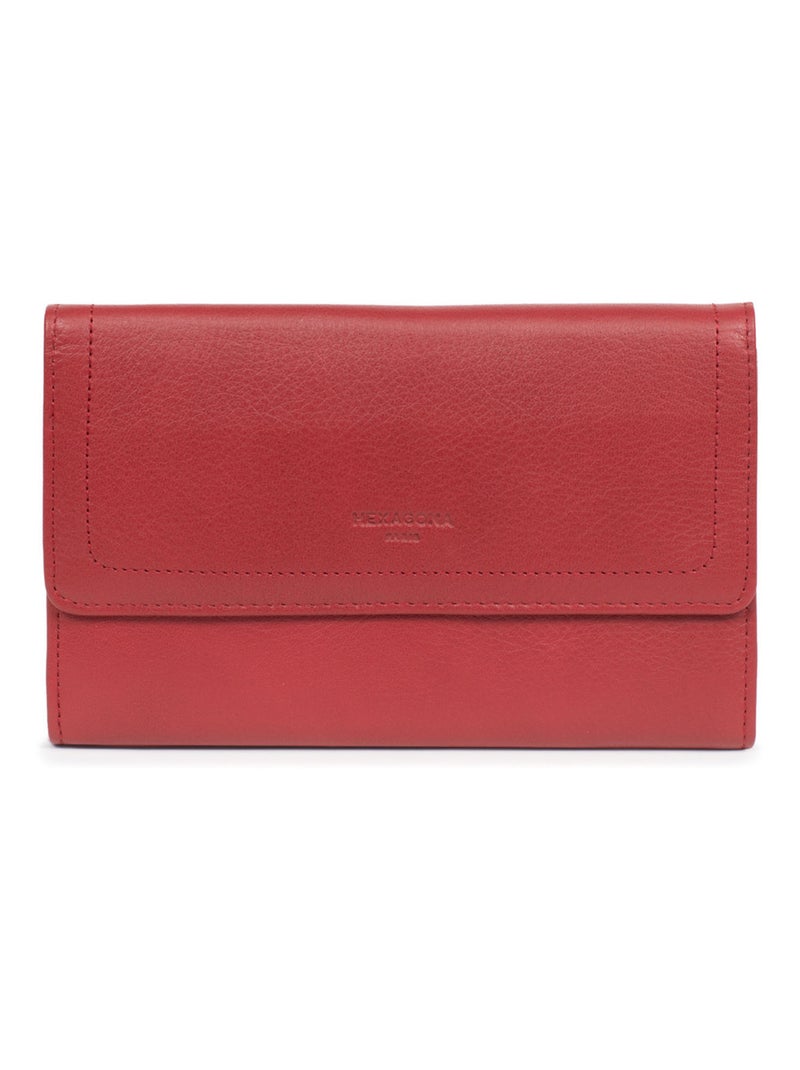 Compagnon de voyage  2 volets  Stop RFID  Cuir SAUVAGE Rouge carmin - Kiabi
