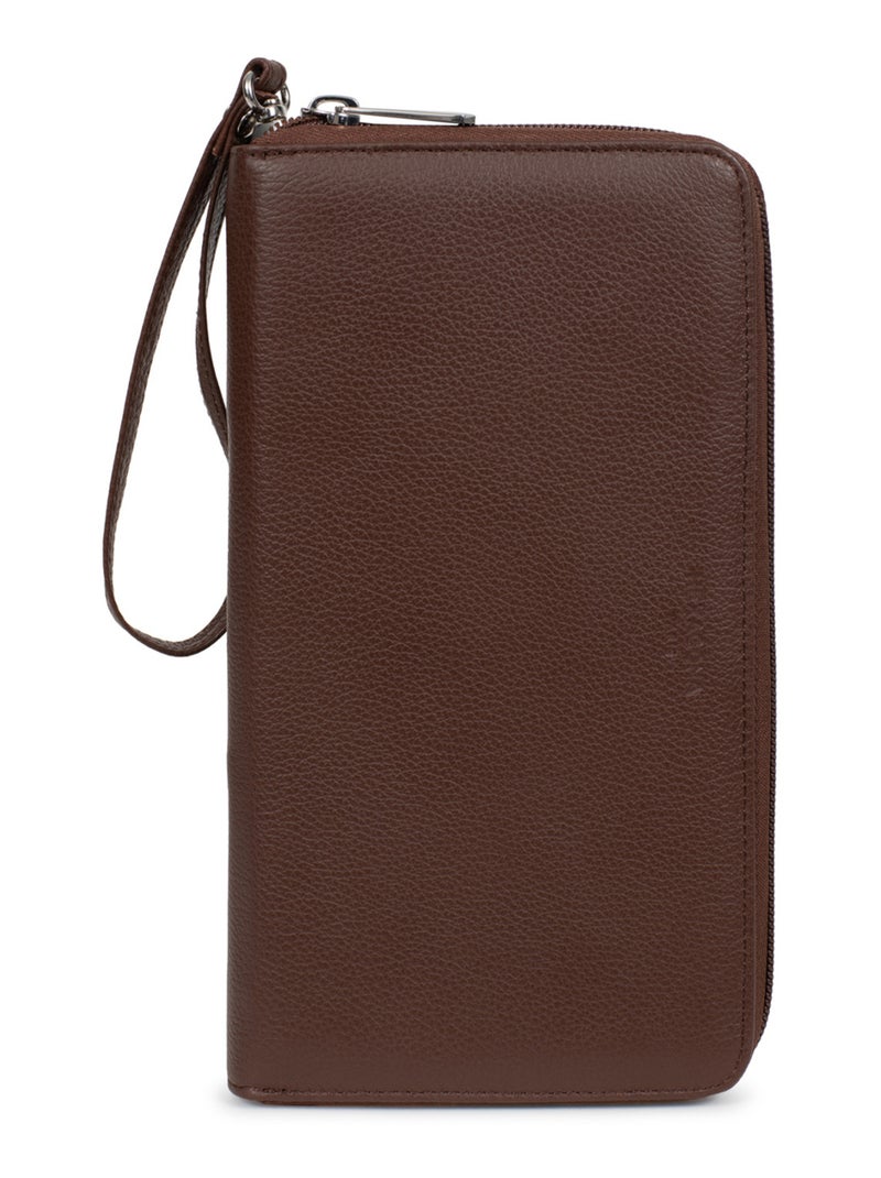 Compagnon de voyage  Cuir CONFORT Marron chocolat - Kiabi