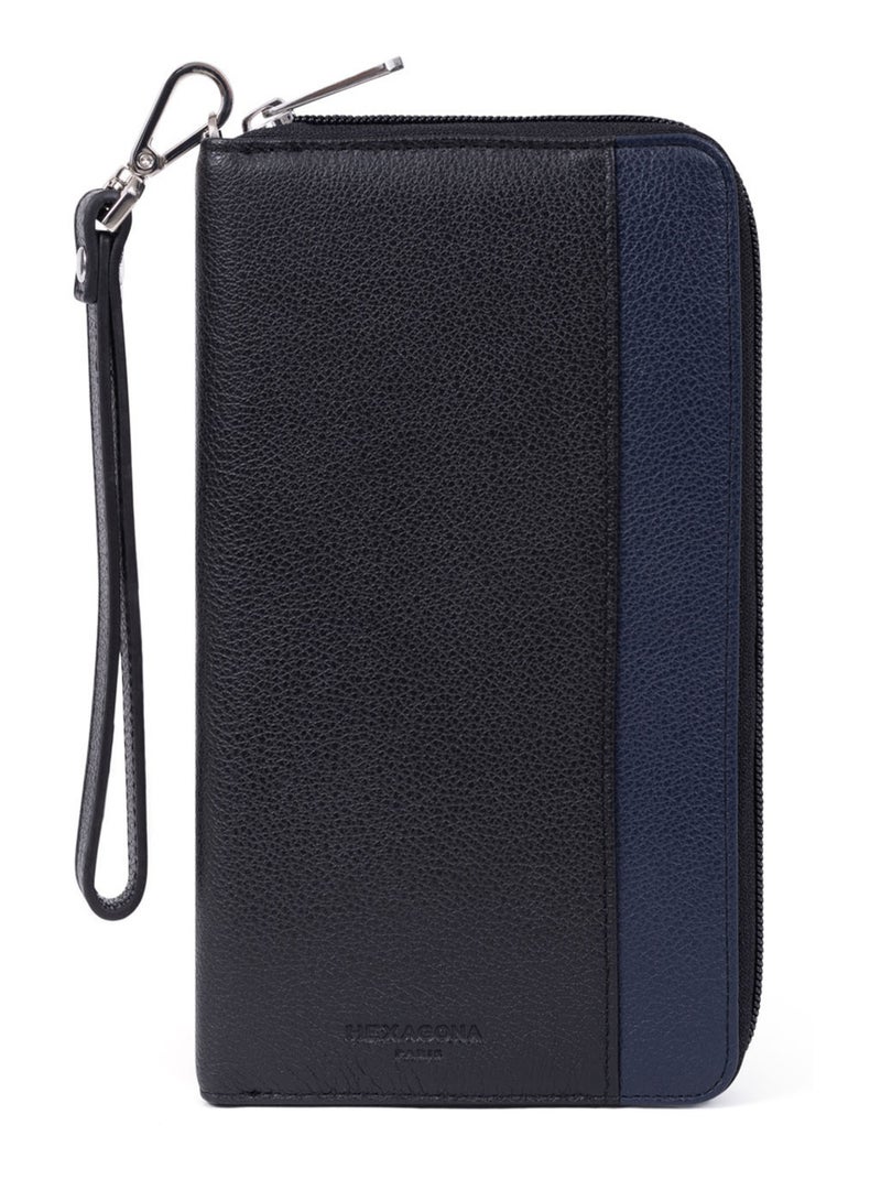 Compagnon de voyage  Stop RFID  Cuir DUO Noir Bleu - Kiabi