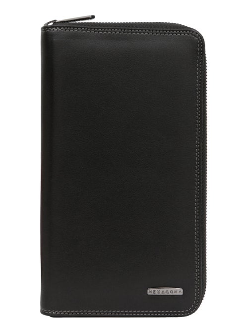 Compagnon de voyage  stop rfid  cuir sensation hexagona - Kiabi