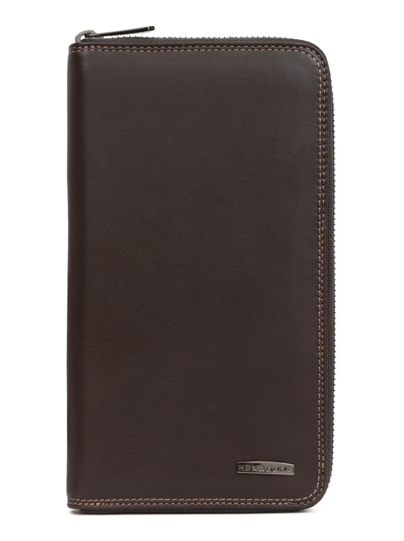 Compagnon de voyage  Stop RFID  Cuir SENSATION Marron foncé - Kiabi