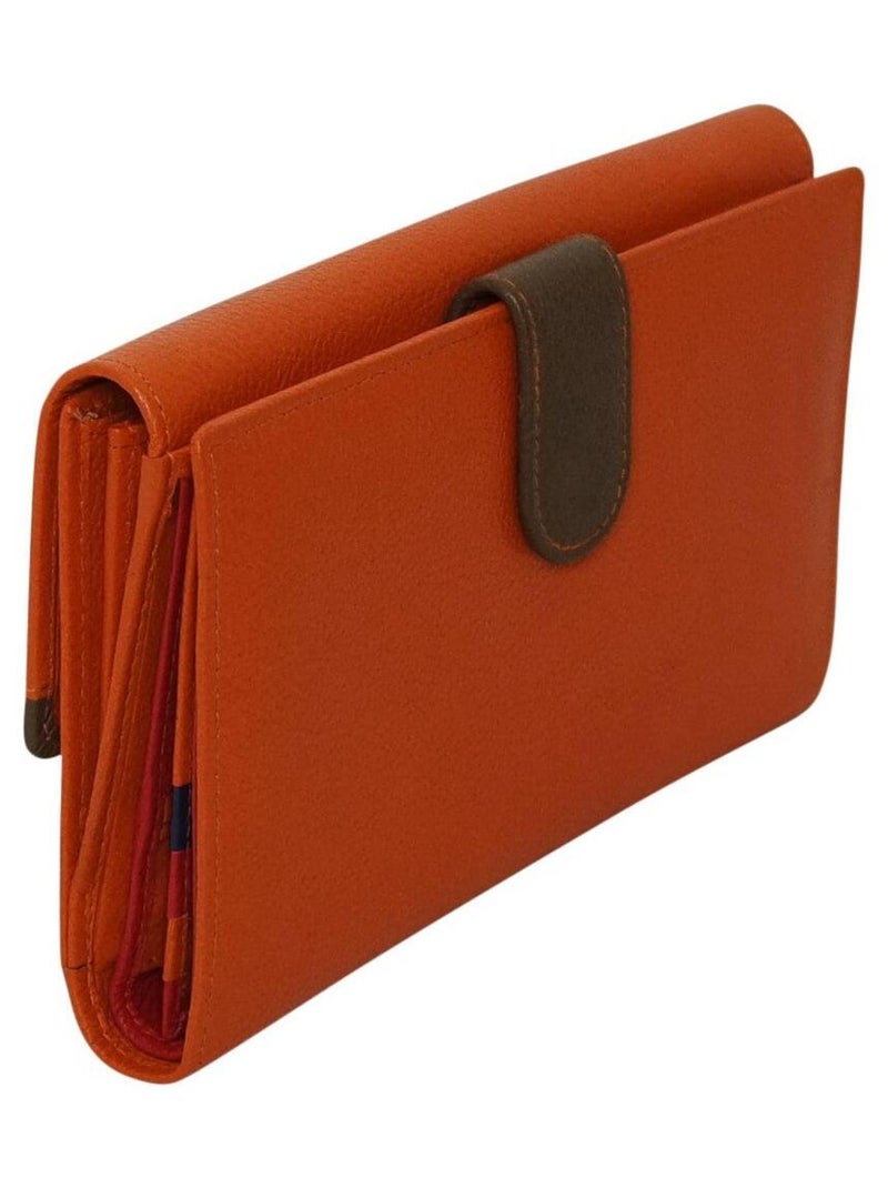 Compagnon portefeuille cuir bi-ton Orange - Kiabi