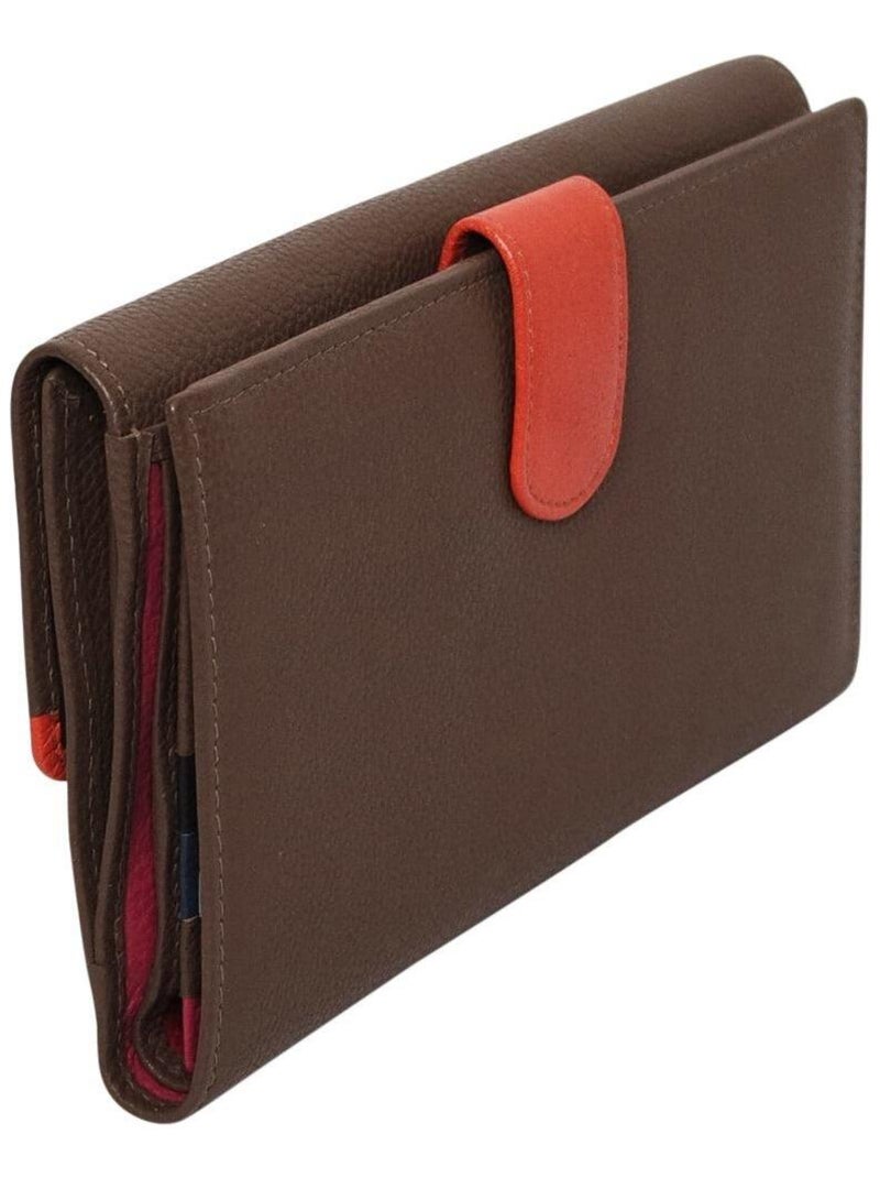 Compagnon portefeuille cuir bi-ton Taupe - Kiabi