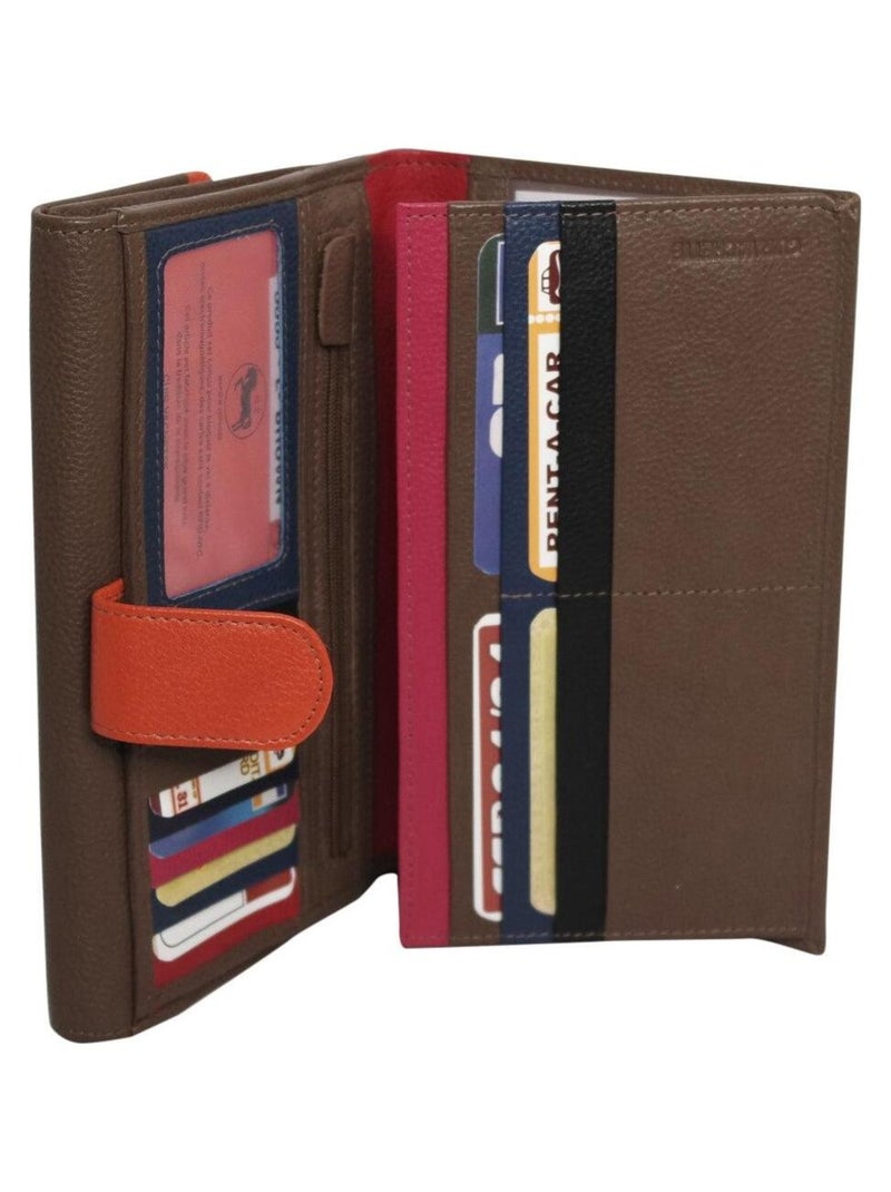 Compagnon portefeuille cuir bi-ton Taupe - Kiabi