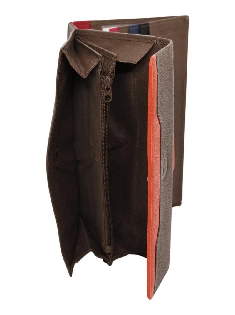 Compagnon portefeuille cuir bi-ton Taupe - Kiabi