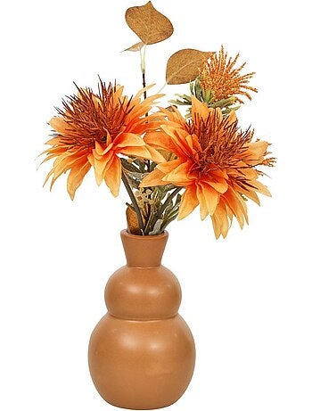 Composition florale artificielle avec vase en dolomite penny