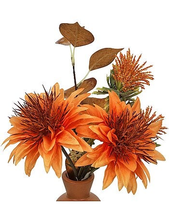 Composition florale artificielle avec vase en dolomite penny