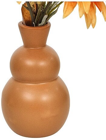 Composition florale artificielle avec vase en dolomite penny