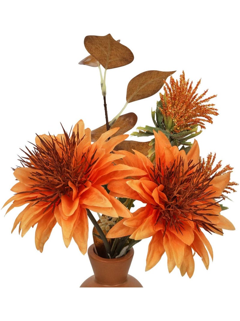 Composition florale artificielle avec vase en dolomite PENNY Orange - Kiabi