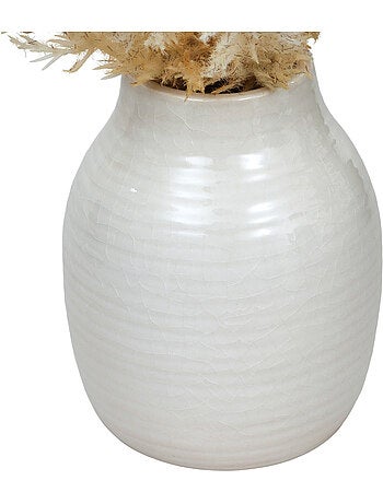 Composition florale artificielle avec vase en grès JAMES