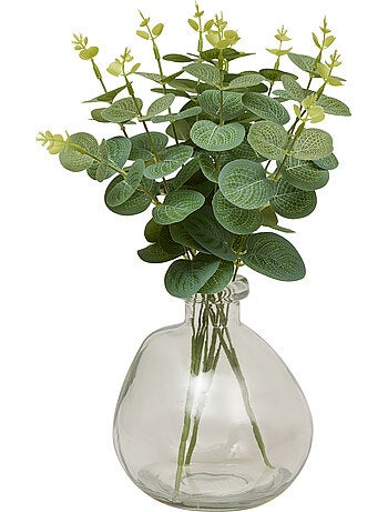 Composition florale artificielle en vase de verre urice