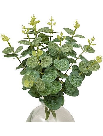 Composition florale artificielle en vase de verre urice