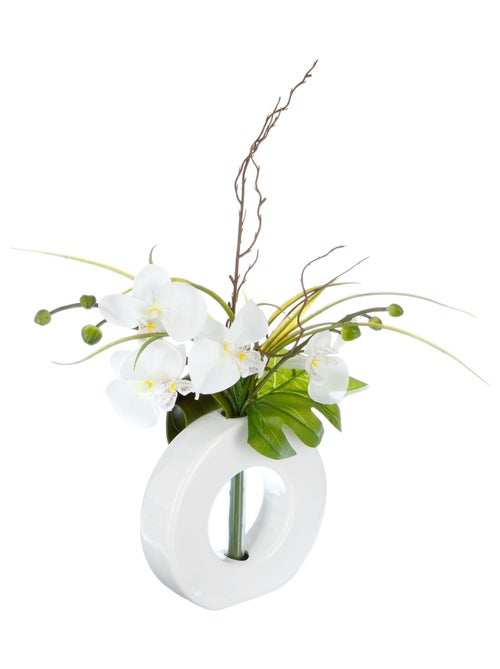 Composition florale artificielle orchidée avec vase en céramique AYDA - Kiabi Composition florale artificielle orchidée avec vase en céramique AYDA - Kiabi