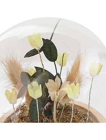Composition florale sous globe en verre