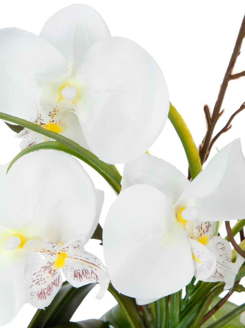 Composition florale vase blanc - Hauteur 44 cm - Orchidée Blanc - Kiabi