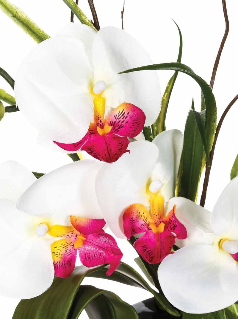 Composition florale vase blanc - Hauteur 44 cm - Orchidée Blanc - Kiabi