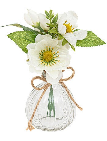 Composition vase et fleurs artificielles NELA