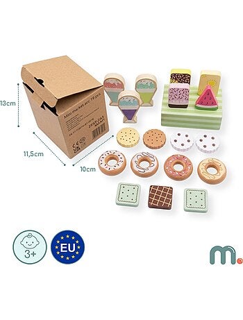 Confiserie bois enfant presentoir 19 pcs glaces beignets biscuits mamabrum