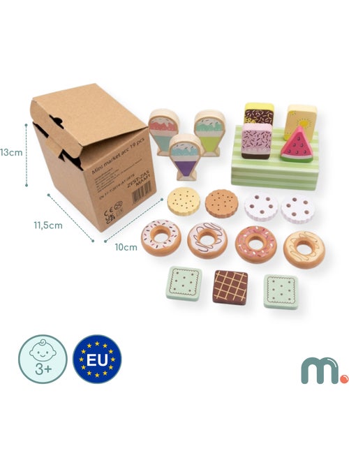 Confiserie bois enfant presentoir 19 pcs glaces beignets biscuits mamabrum - Kiabi Confiserie bois enfant presentoir 19 pcs glaces beignets biscuits mamabrum - Kiabi