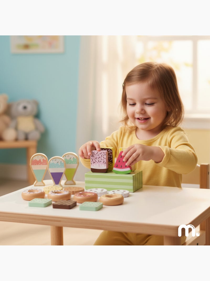 Confiserie bois enfant presentoir 19 pcs glaces beignets biscuits mamabrum N/A - Kiabi