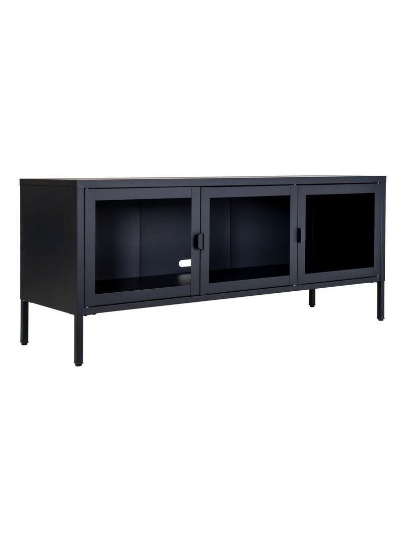 Console pour TV noire avec portes en verre - House Nordic Noir mat - Kiabi