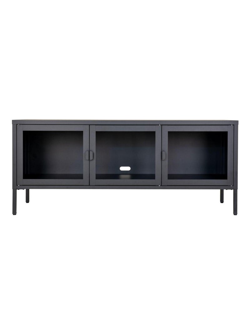 Console pour TV noire avec portes en verre - House Nordic Noir mat - Kiabi