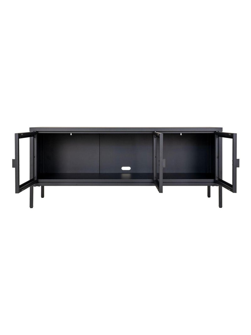 Console pour TV noire avec portes en verre - House Nordic Noir mat - Kiabi