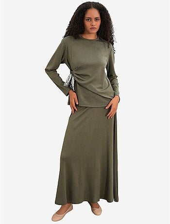 Coordonné blouse manches longues et jupe large bdart