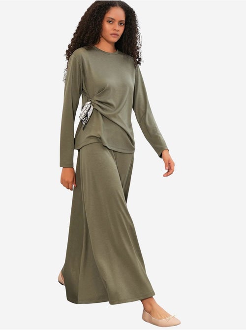 Coordonné blouse manches longues et jupe large bdart - Kiabi