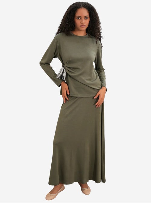 Coordonné blouse manches longues et jupe large bdart - Kiabi