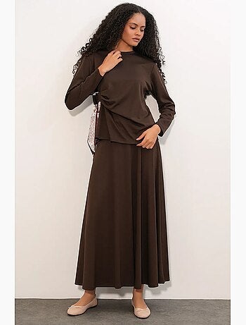 Coordonné blouse manches longues et jupe large bdart
