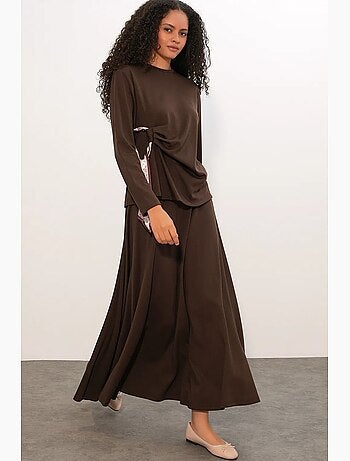 Coordonné blouse manches longues et jupe large bdart