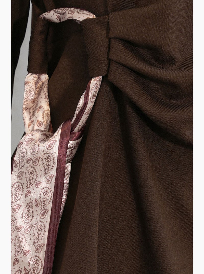 Coordonné blouse manches longues et jupe large bdart Marron chocolat - Kiabi
