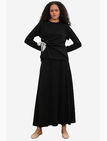 Coordonné blouse manches longues et jupe large bdart