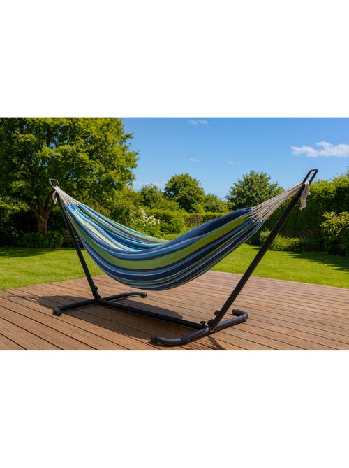 COPACABANA Hamac sur pied 26 m avec toile en polyester bleu et vert - Kiabi COPACABANA Hamac sur pied 26 m avec toile en polyester bleu et vert - Kiabi