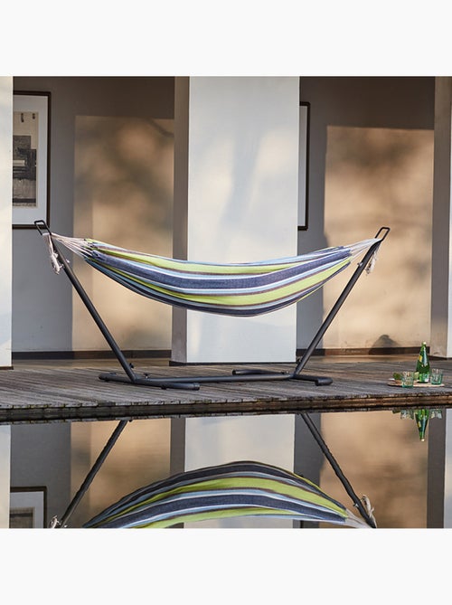COPACABANA Hamac sur pied 26 m avec toile en polyester bleu et vert - Kiabi COPACABANA Hamac sur pied 26 m avec toile en polyester bleu et vert - Kiabi