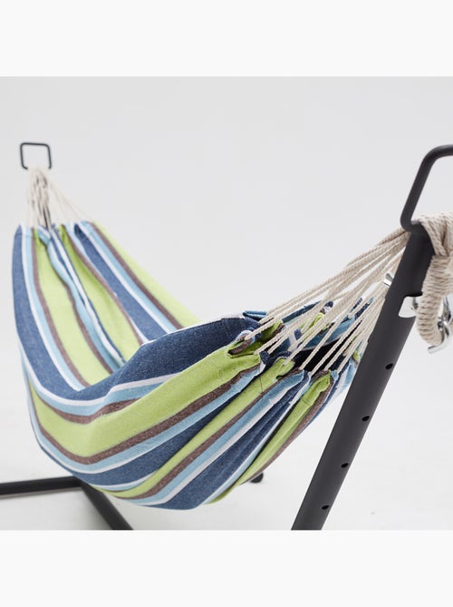 COPACABANA Hamac sur pied 26 m avec toile en polyester bleu et vert - Kiabi COPACABANA Hamac sur pied 26 m avec toile en polyester bleu et vert - Kiabi