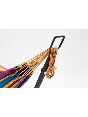COPACABANA Hamac sur pied 2,6 m avec toile en polyester multicolore