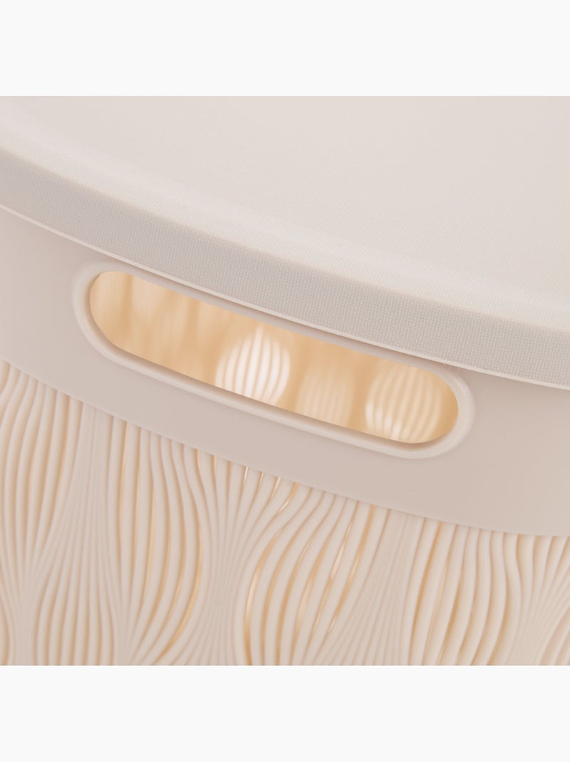 Corbeille à linge 40L avec couvercle LEAF Beige - Kiabi
