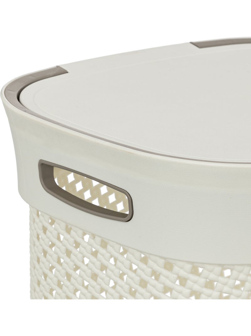 Corbeille à linge 60L avec couvercle Blanc - Kiabi