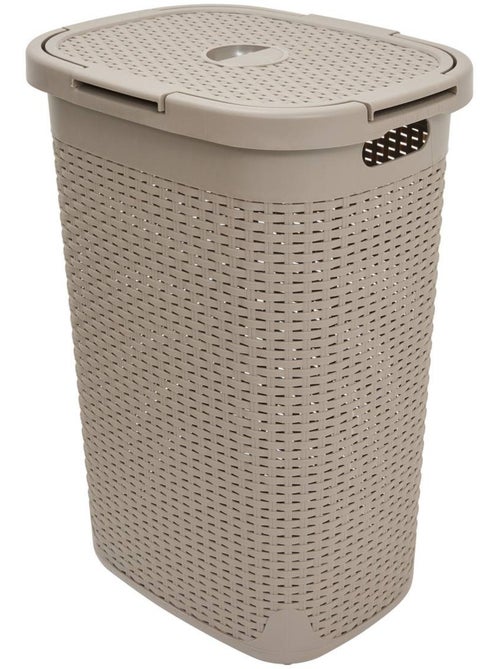 Corbeille à linge 60L avec couvercle RATTAN - Kiabi