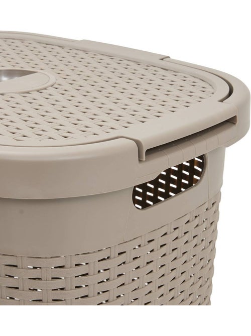 Corbeille à linge 60L avec couvercle RATTAN - Kiabi