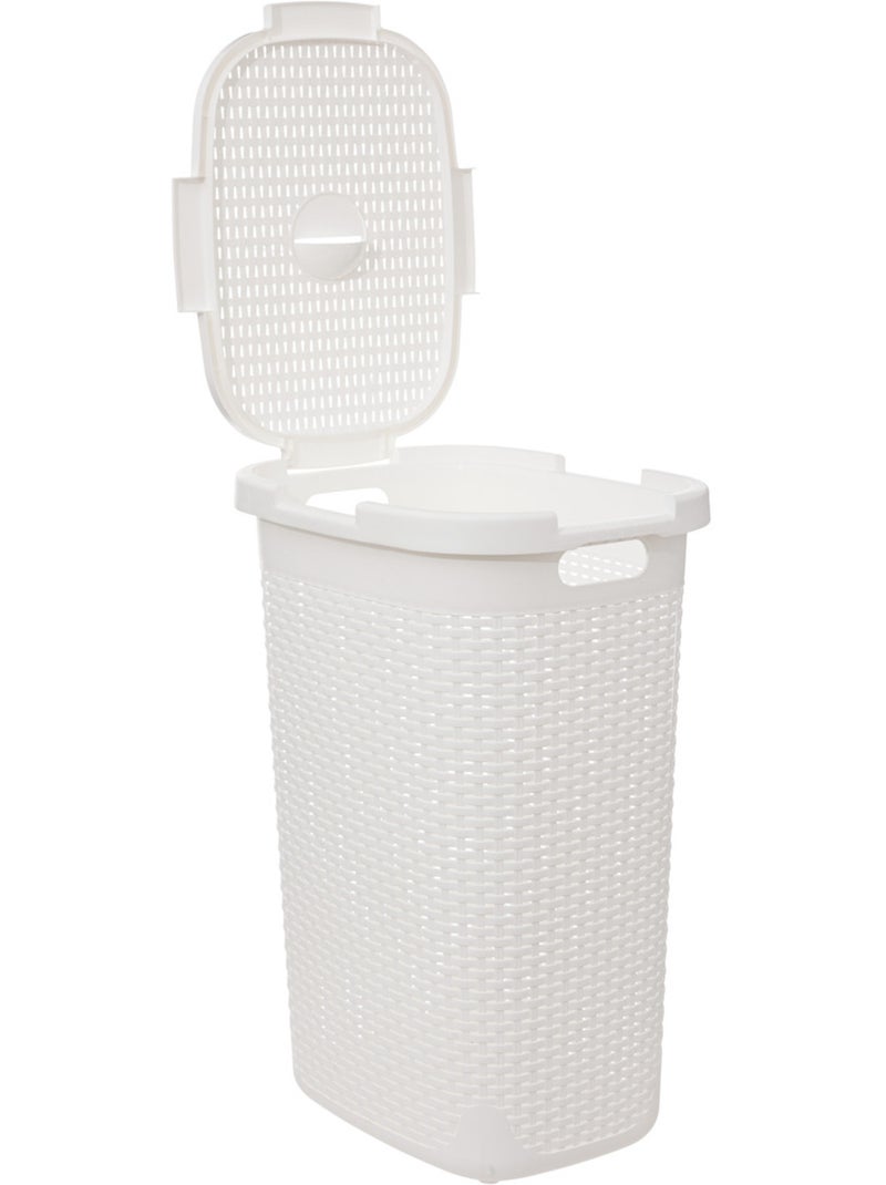 Corbeille à linge 60L avec couvercle RATTAN Blanc - Kiabi