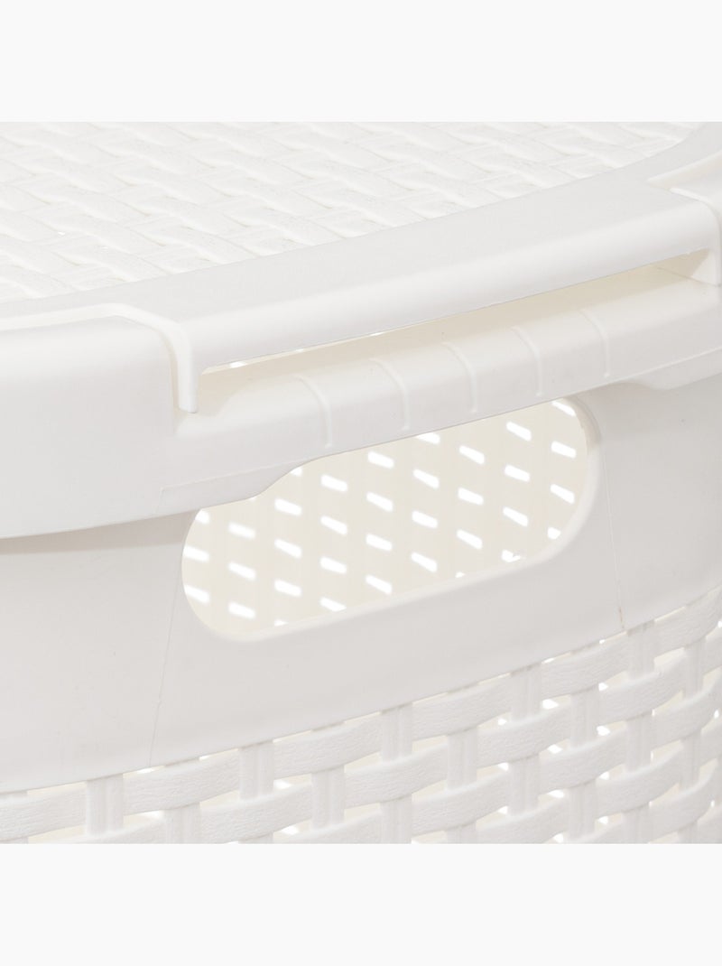 Corbeille à linge 60L avec couvercle RATTAN Blanc - Kiabi