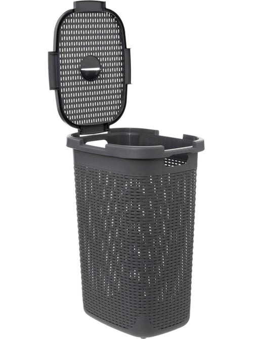 Corbeille à linge 60L avec couvercle RATTAN - Kiabi